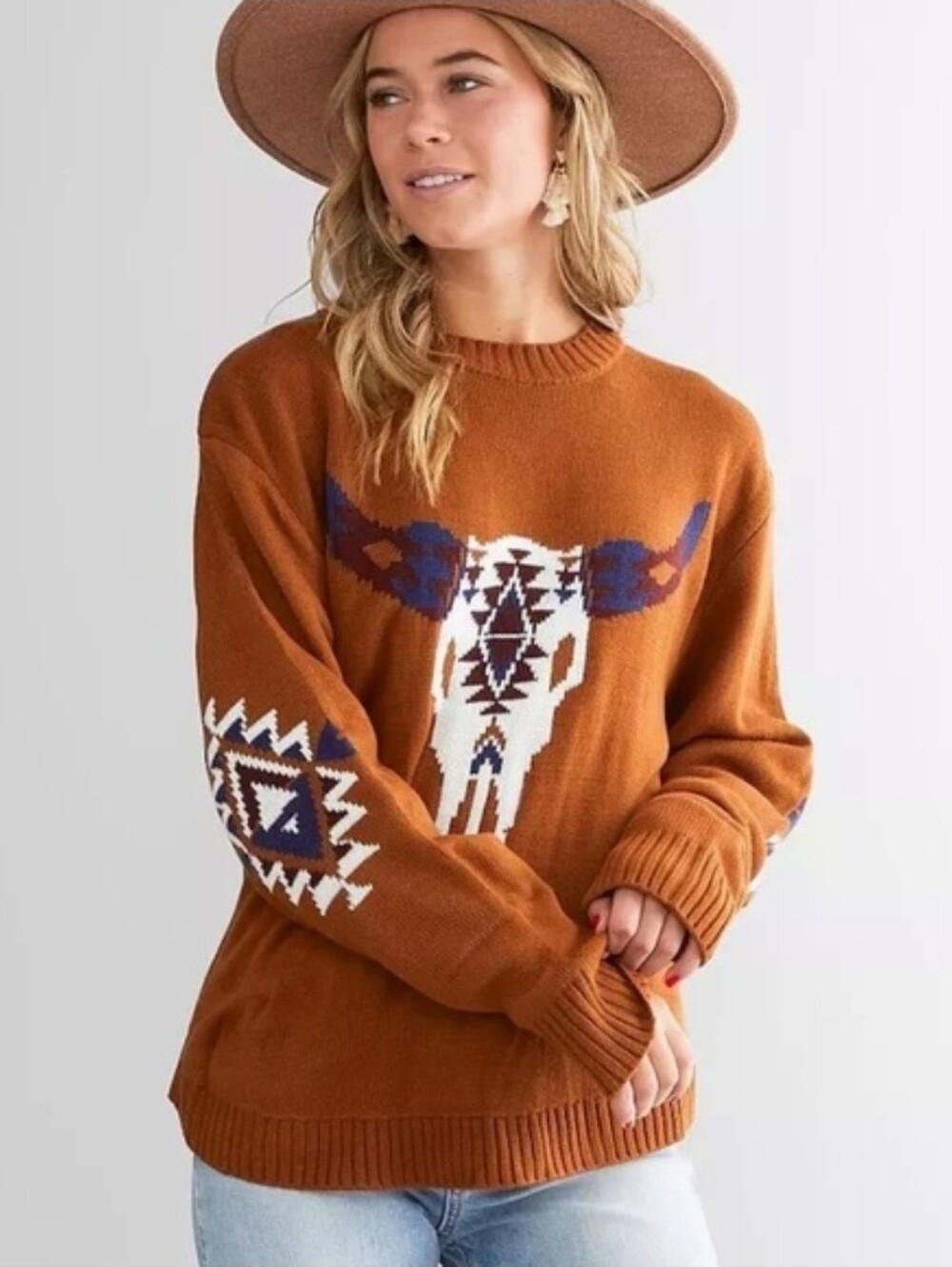 Wrangler Retro Brown Aztec Bull Sweater